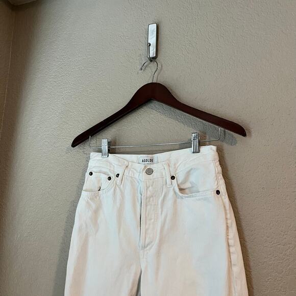 Agolde Fen Jeans White Organic Cotton Distressing 26 Relaxed High Rise Taper - Picture 6 of 11